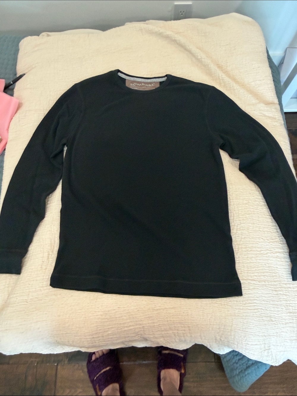 Banana Republic Black Ribbed Long Sleeve Top